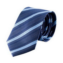 蓝色条纹真丝领带