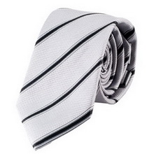 白色黑条纹真丝领带
